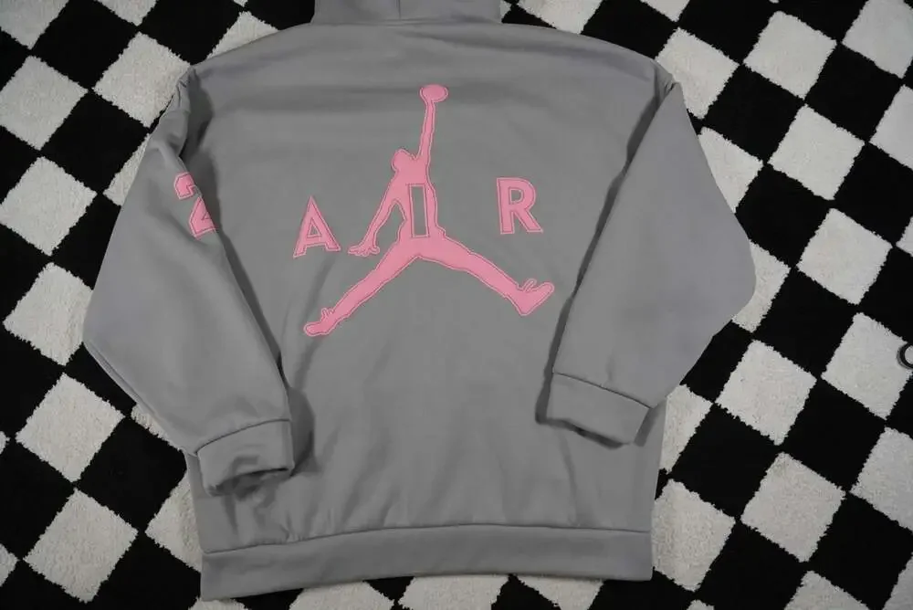 Jordan Unisex Grey Hoodie with Pink Jumpman Logo and 23 Graphic